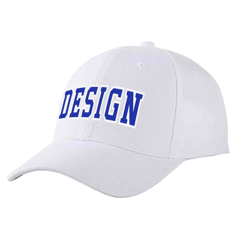 Gardening Baseball Cap-Custom White Royal-White Curved Eaves Sport Design Baseball Cap