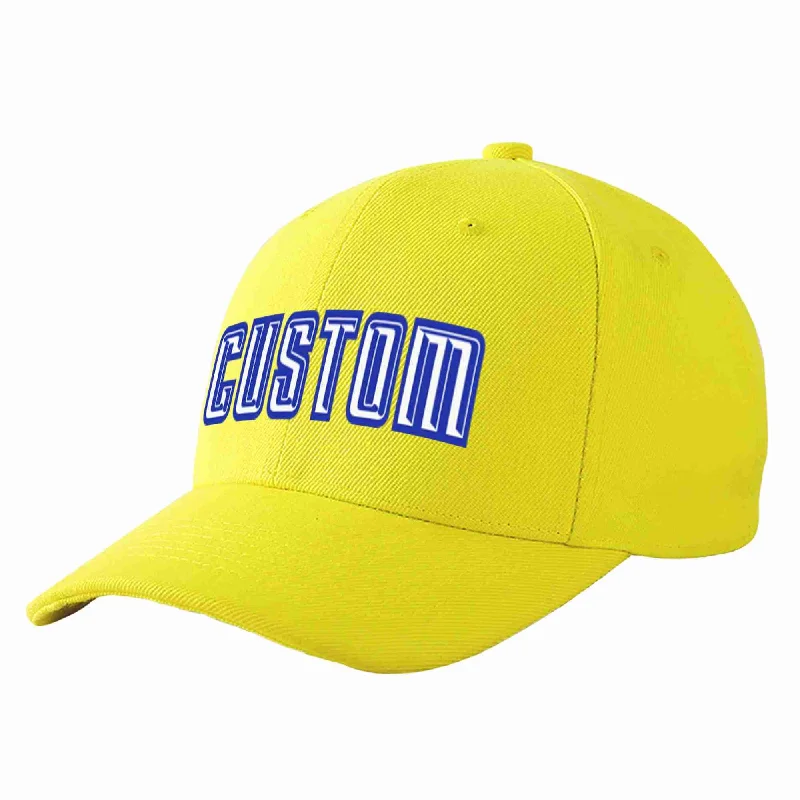 Fan Baseball Cap-Custom Yellow White-Royal Curved Eaves Sport Baseball Cap Design for Men/Women/Youth