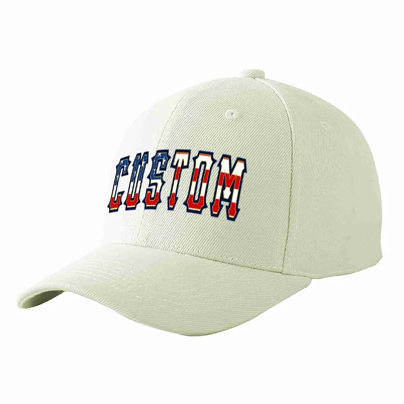 Affordable Baseball Cap-Custom Cream Vintage USA Flag-Gold Curved Eaves Sport Baseball Cap Design for Men/Women/Youth