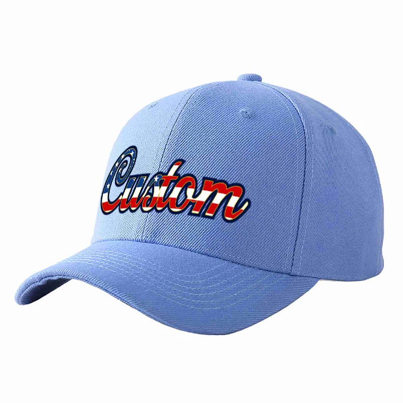 K-Pop Baseball Cap-Custom Sky Blue Vintage USA Flag-Gold Curved Eaves Sport Baseball Cap Design for Men/Women/Youth