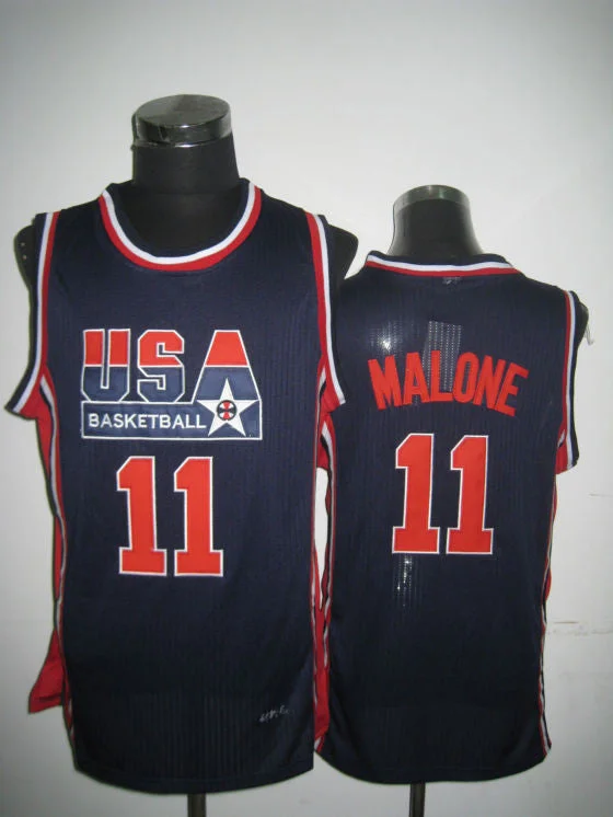 Basketball Tournament Jersey-USA Basketball 1992 Dream Team 11 Karl Malone Blue Basketball Jersey