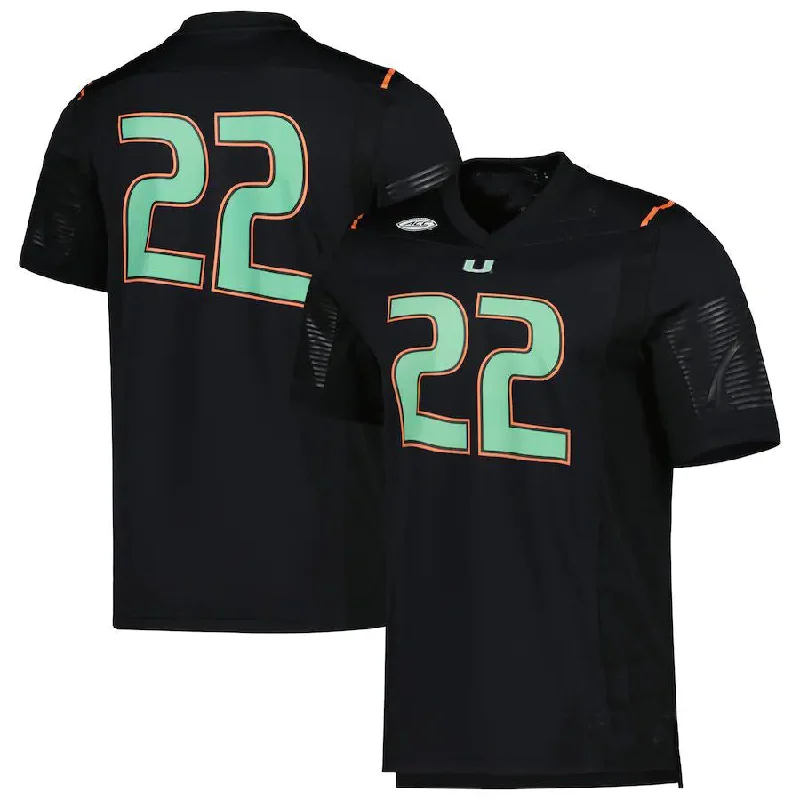 Football School Jersey-#22 M.Hurricanes Miami Nights Premier Strategy Jersey Black Football Jersey Stitched American College Jerseys