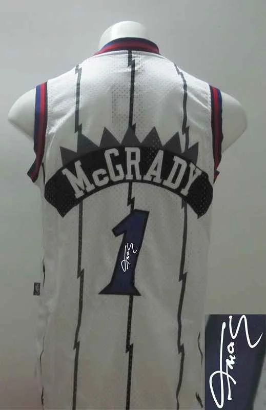 White Basketball Jersey-Raptors 1 McGrady White Signature Edition Basketball Jerseys