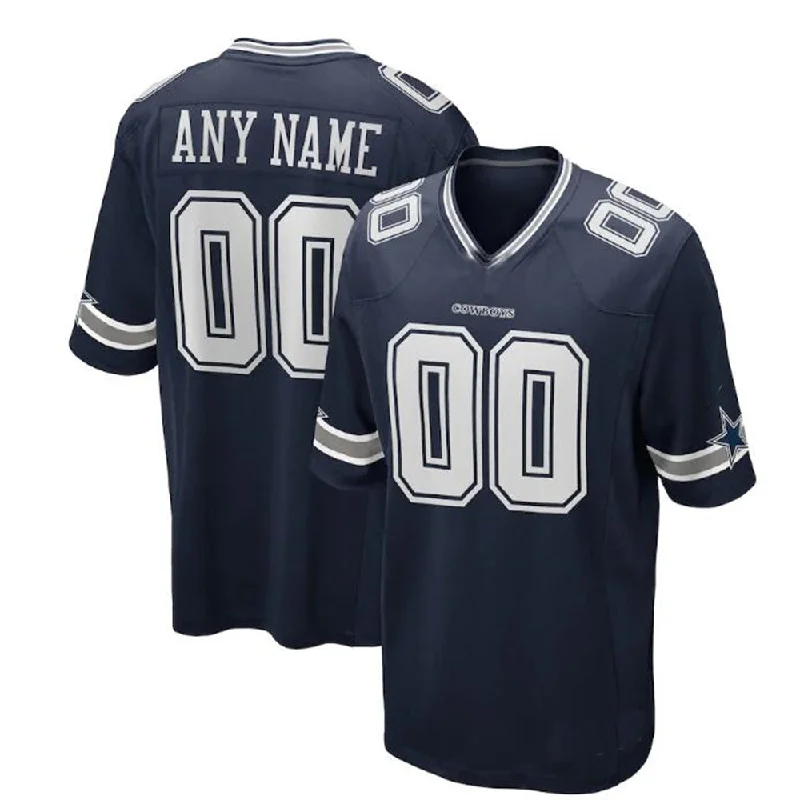 Women's Football Jersey-Custom  D.Cowboys  Navy Game Jersey Stitched Football Jerseys