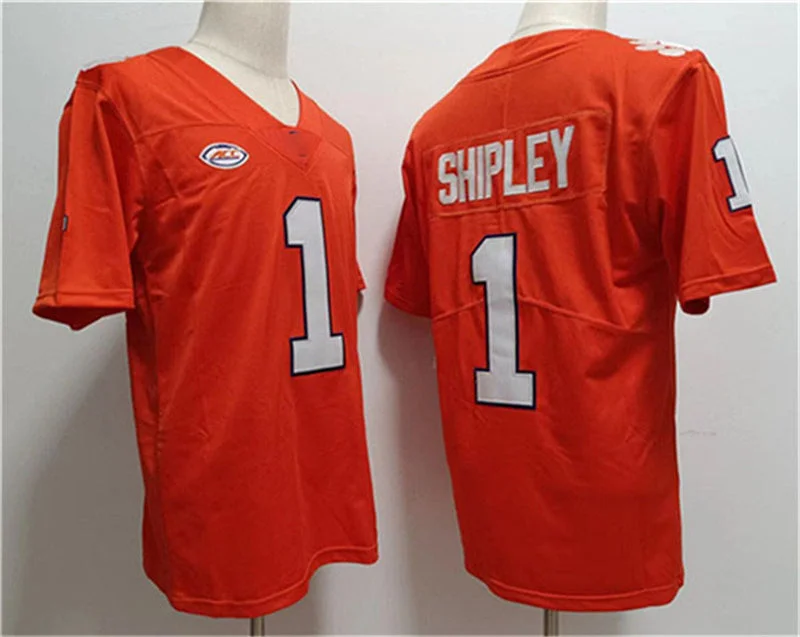 Striped Football Jersey-C.Tigers #1 Will Shipley Orange Stitched Football Jersey College Jerseys