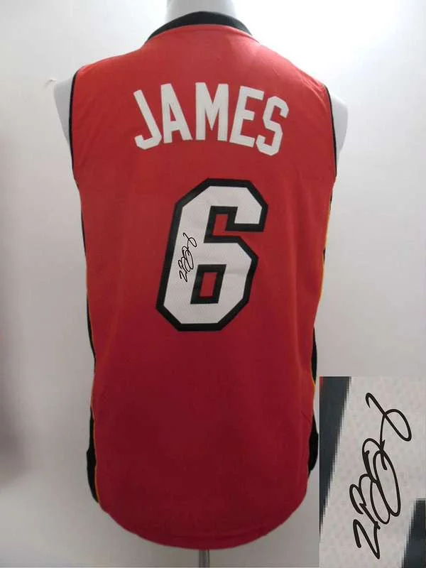 UV Protection Basketball Jersey-Heat 6 James Red New Signature Edition Basketball Jerseys