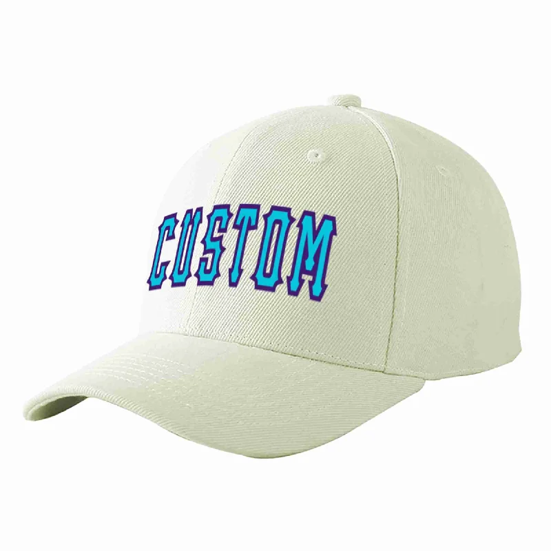 Music Festival Baseball Cap-Custom Cream Light Blue-Purple Curved Eaves Sport Baseball Cap Design for Men/Women/Youth