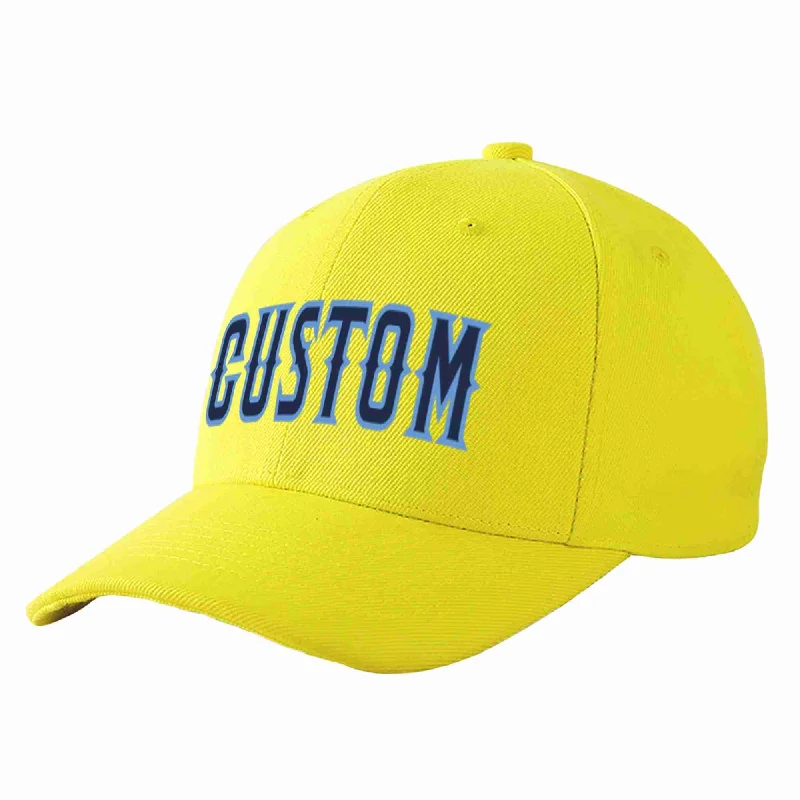 Birthday Baseball Cap-Custom Yellow Navy-Light Blue Curved Eaves Sport Baseball Cap Design for Men/Women/Youth