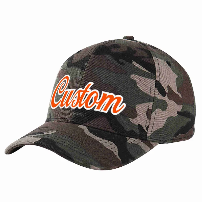 Boating Baseball Cap-Custom Camo Orange-White Curved Eaves Sport Baseball Cap Design for Men/Women/Youth