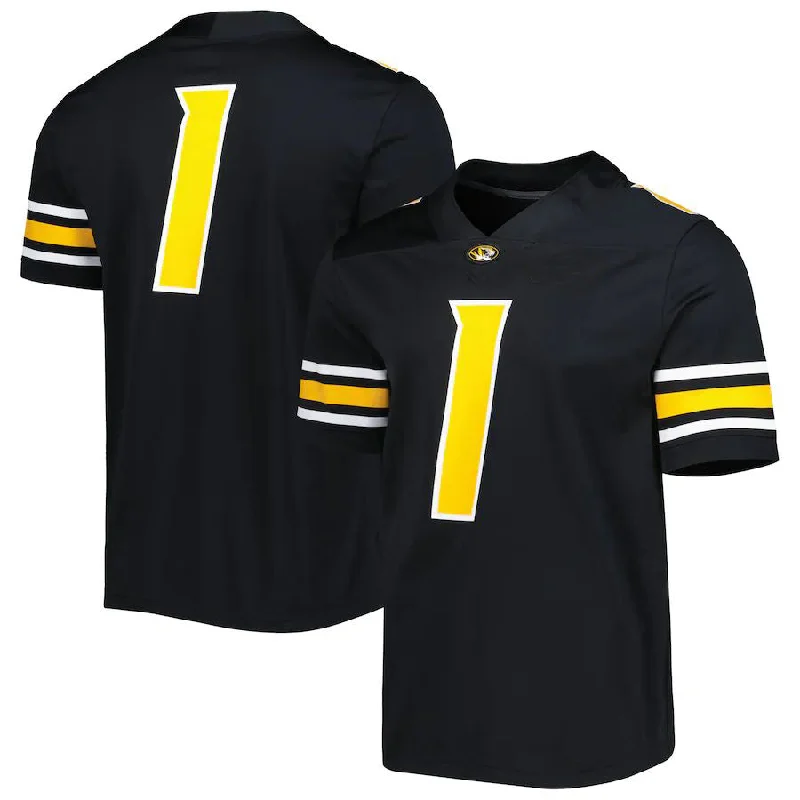 Reflective Football Jersey-#1 M.Tigers Untouchable Football Jersey Black Stitched American College Jerseys