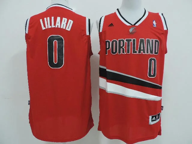 Groomsmen Basketball Jersey-Blazers 0 Lillard Red New Revolution 30 Basketball Jerseys