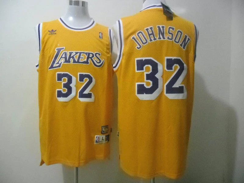 White Basketball Jersey-Lakers 32 Johnson Yellow New Revolution 30 Basketball Jerseys