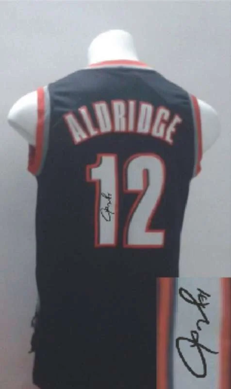 Basketball City Jersey-Blazers 12 Aldridge bLACK Signature Edition Basketball Jerseys