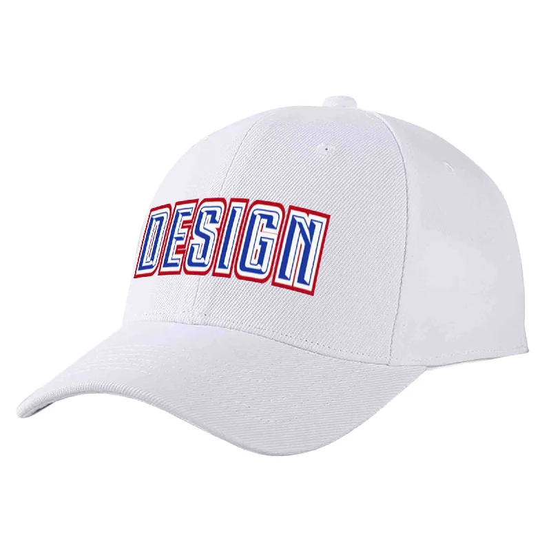 Limited Edition Baseball Cap-Custom White Royal-White Curved Eaves Sport Design Baseball Cap