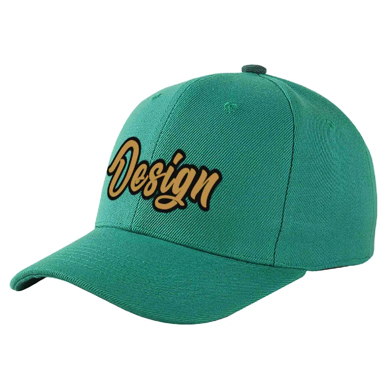 Mom Baseball Cap-Custom Light Green Old Gold-Black Curved Eaves Sport Design Baseball Cap