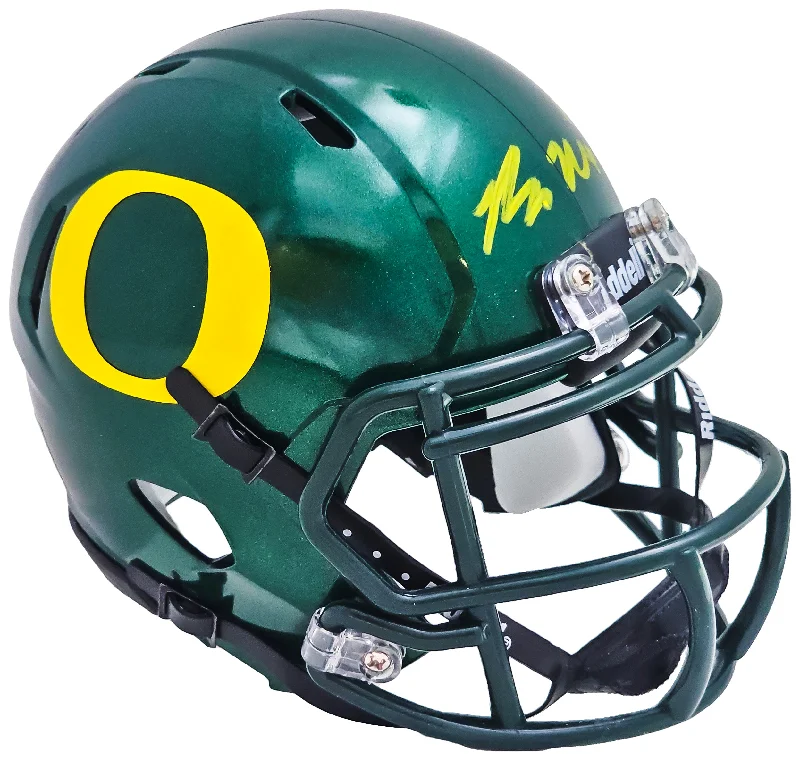 Rugby Fan Club Helmet-Bo Nix Autographed Oregon Ducks Green Speed Mini Helmet Beckett BAS QR Stock #217956