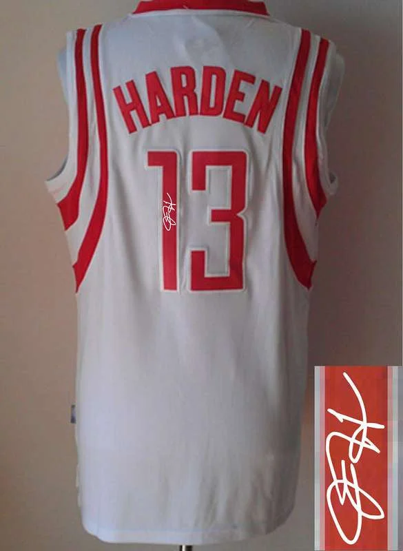 Exclusive Basketball Jersey-Rockets 13 Harden White Signature Edition Basketball Jerseys