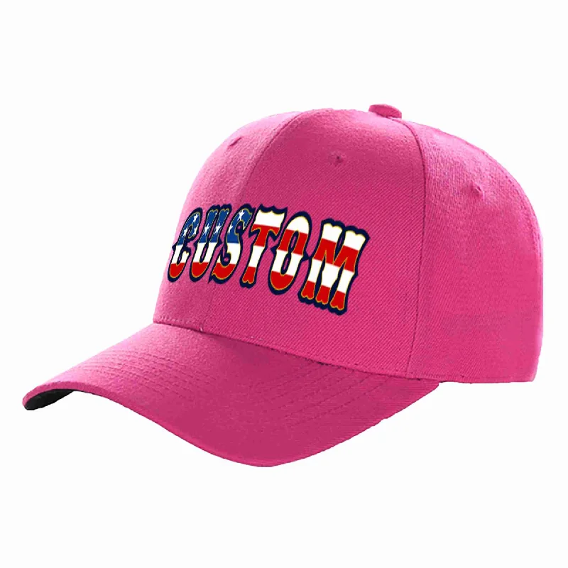 Low Profile Baseball Cap-Custom Rose Red Vintage USA Flag-Gold Curved Eaves Sport Baseball Cap Design for Men/Women/Youth