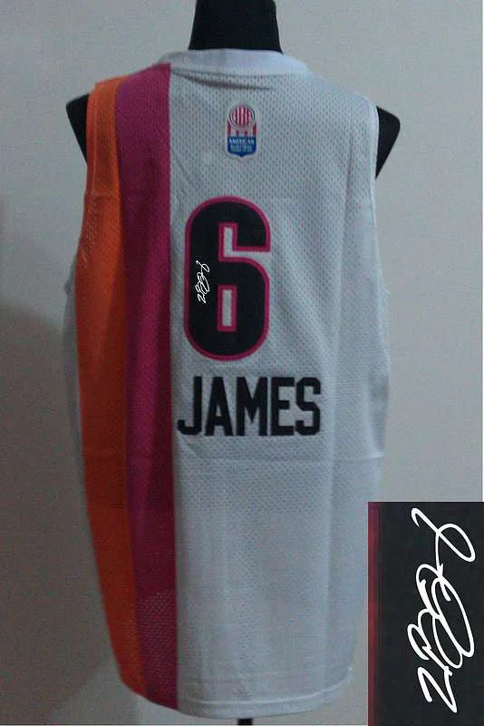 Pullover Basketball Jersey-Heat 6 James White Rainbow Signature Edition Basketball Jerseys