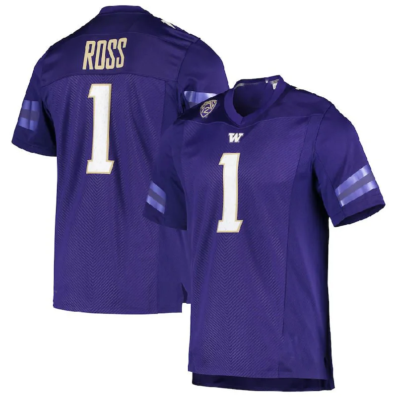 Football Culture Jersey-W.Huskies #1 John Ross Alumni Football Jersey Purple Stitched American College Jerseys